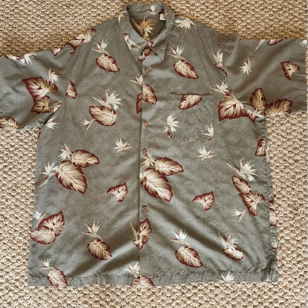 Caribbean Men's 3XLT Silk Blend Hawaiian Button Up Shirt Tropical Beach Vacation - Picture 2 of 8